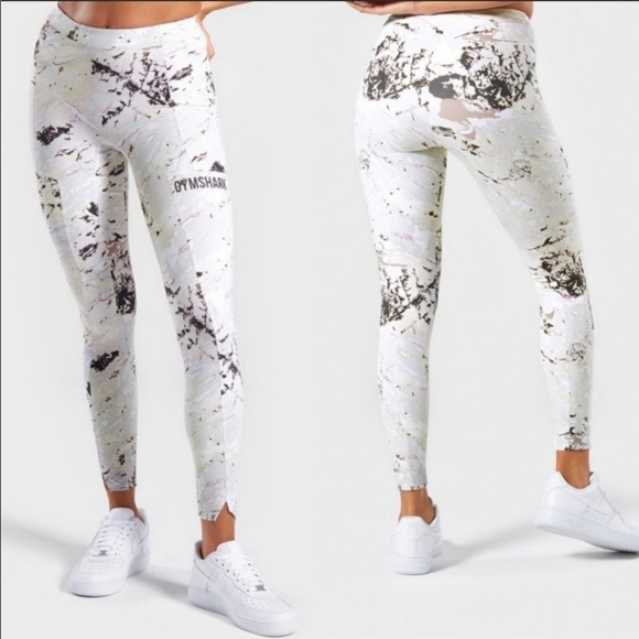 Gym Shark Ori Leggings - Marble Print Sz: XL - Picture 2 of 16